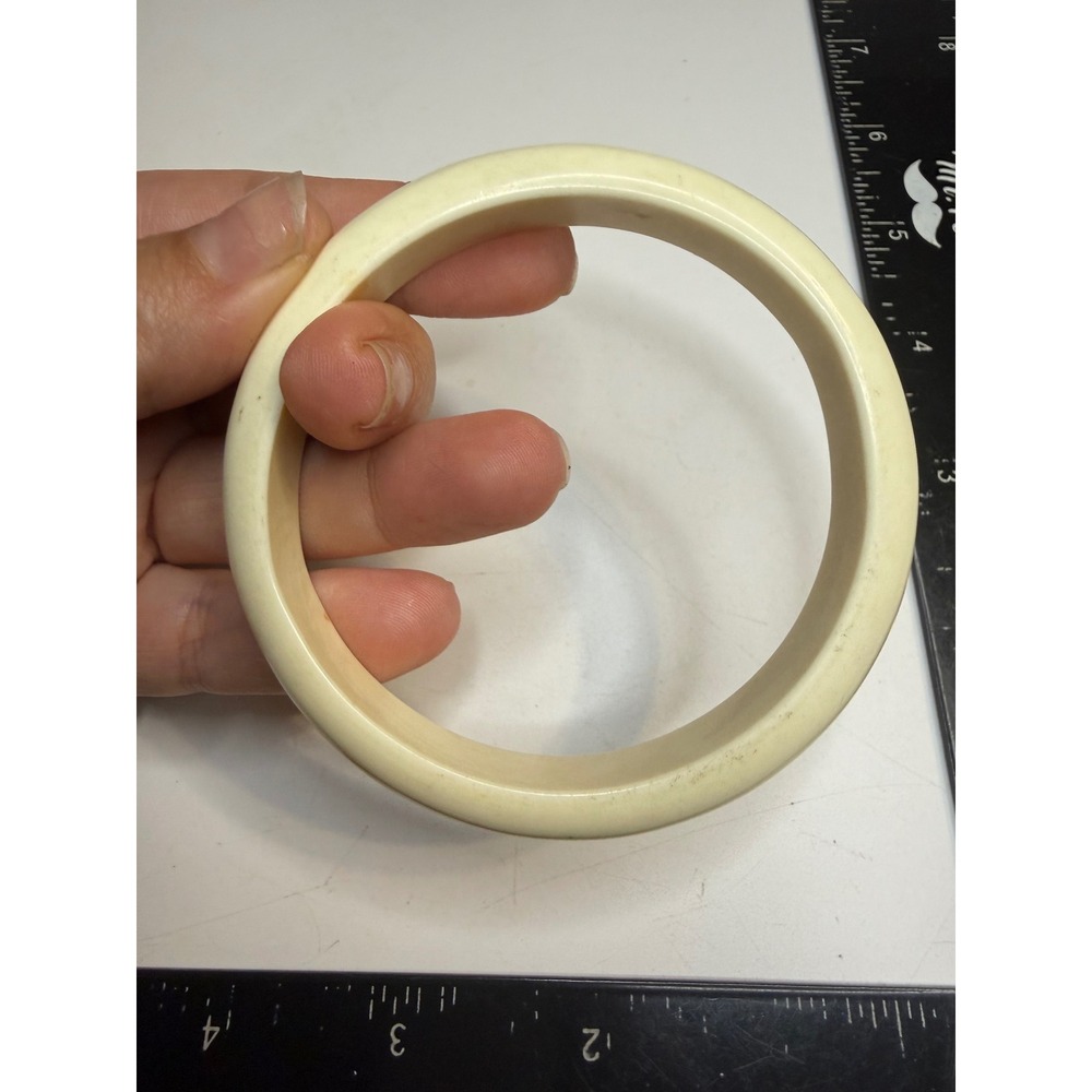 Vintage Cream Off White Bangle Bracelet Minimalist Smooth Rounded Stackable